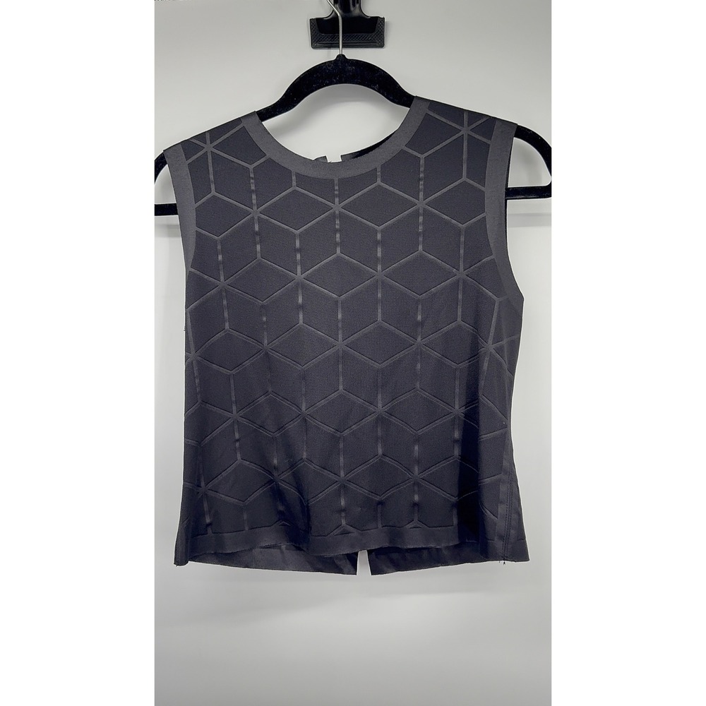 Zara W&E Collection Geometric Sleeveless Top, Full‎ Zip Closure - Medium